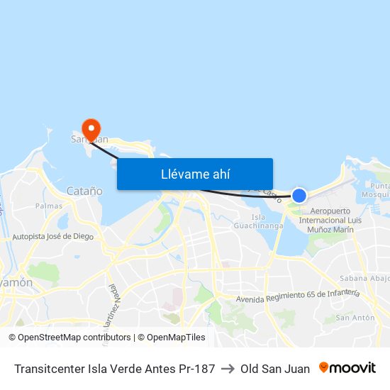 Transitcenter Isla Verde Antes Pr-187 to Old San Juan map