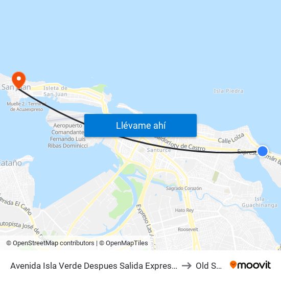 Avenida Isla Verde Despues Salida Expreso Ramón Baldorioty De Castro to Old San Juan map