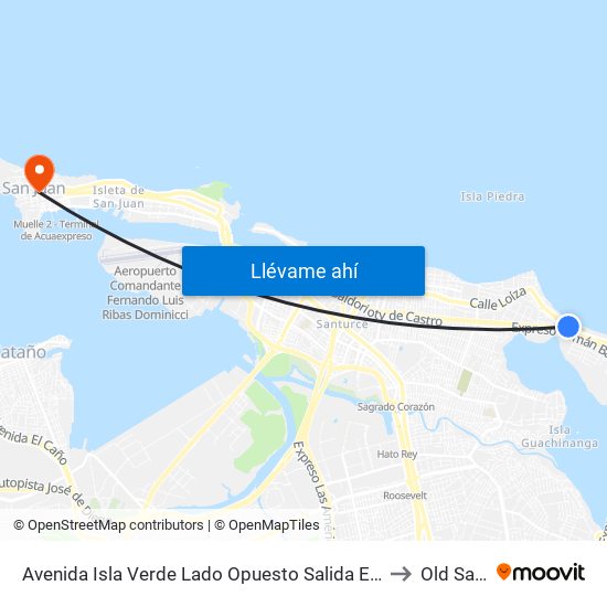 Avenida Isla Verde Lado Opuesto Salida Expreso Baldorioty De Castro to Old San Juan map