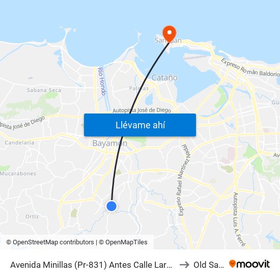 Avenida Minillas (Pr-831) Antes Calle Laredo Pr-199 (Gasolina Shell) to Old San Juan map