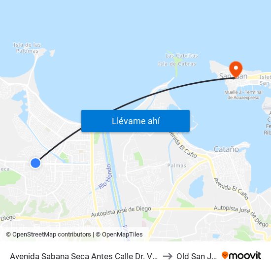 Avenida Sabana Seca Antes Calle Dr. Villalobos to Old San Juan map