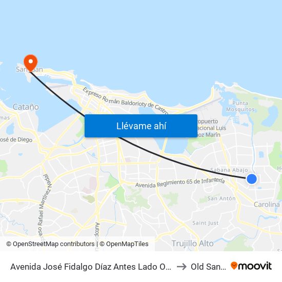 Avenida José Fidalgo Díaz  Antes Lado Opuesto Vía Fabiana to Old San Juan map