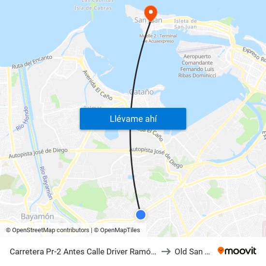 Carretera Pr-2 Antes Calle Driver Ramón Mimoso to Old San Juan map