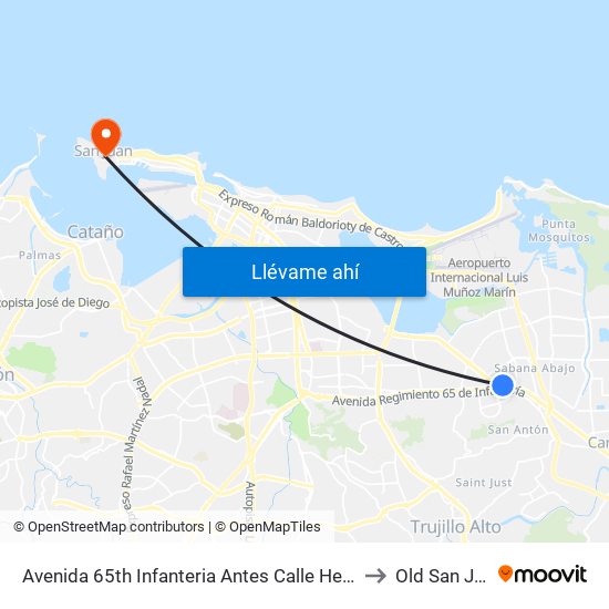 Avenida 65th Infanteria Antes Calle Hernandez to Old San Juan map