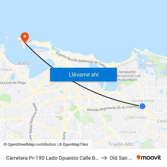 Carretera Pr-190 Lado Opuesto Calle Belén Ayala to Old San Juan map