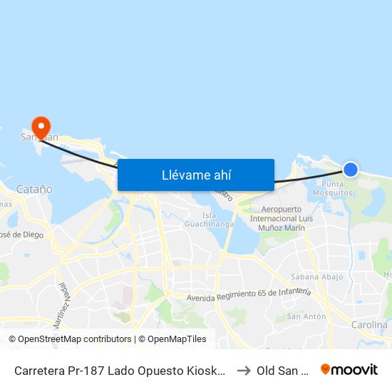 Carretera Pr-187 Lado Opuesto Kioskos Nuevos to Old San Juan map