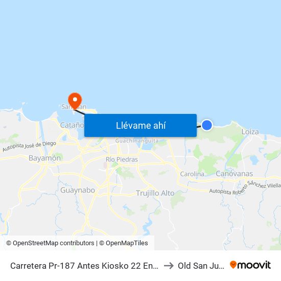 Carretera Pr-187 Antes Kiosko 22 Enero to Old San Juan map