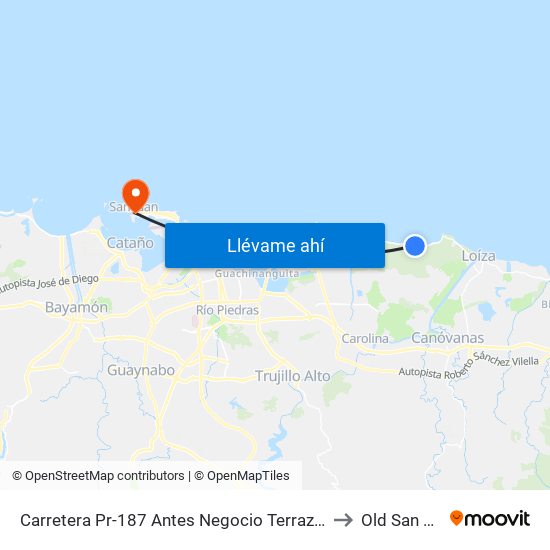 Carretera Pr-187 Antes Negocio Terraza Domitila to Old San Juan map