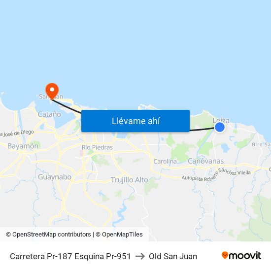 Carretera Pr-187 Esquina Pr-951 to Old San Juan map