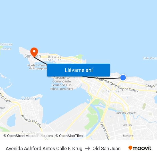 Avenida Ashford Antes Calle F. Krug to Old San Juan map