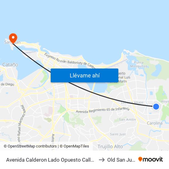 Avenida Calderon Lado Opuesto Calle 57 to Old San Juan map
