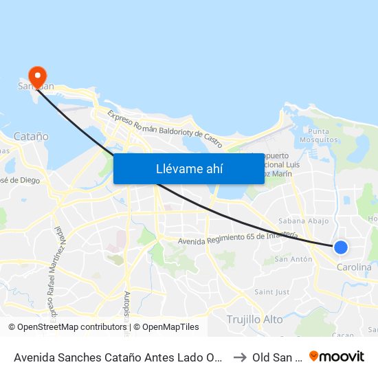 Avenida Sanches Cataño Antes Lado Opuesto Calle 63 to Old San Juan map
