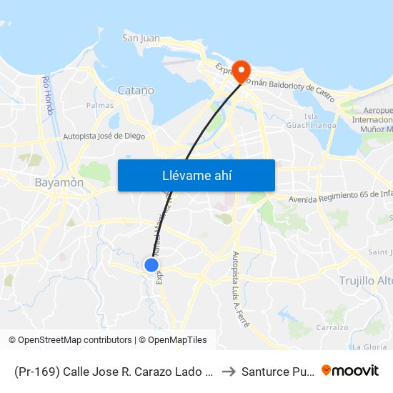 (Pr-169) Calle Jose R. Carazo Lado Opuesto Puesto Total to Santurce Puerto Rico map