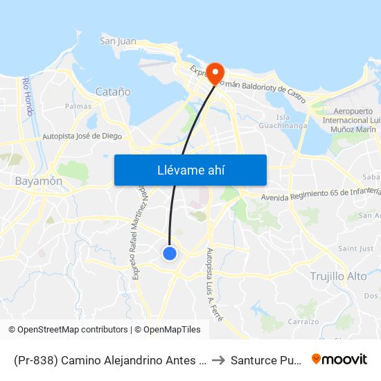 (Pr-838) Camino Alejandrino Antes Calle Maria Teresa to Santurce Puerto Rico map
