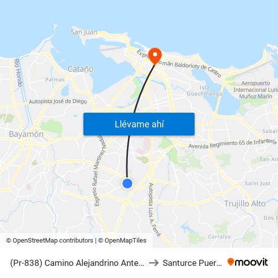 (Pr-838) Camino Alejandrino Antes Calle Nogal to Santurce Puerto Rico map