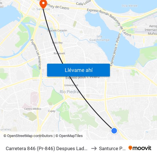 Carretera 846 (Pr-846) Despues Lado Opuesto Avenida Periferal to Santurce Puerto Rico map