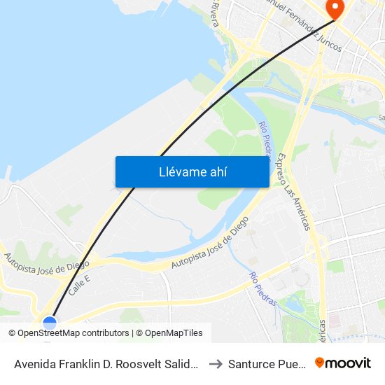 Avenida Franklin D. Roosvelt Salida Carretera Pr-2 to Santurce Puerto Rico map