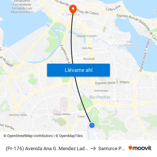 (Pr-176) Avenida Ana G. Mendez Lado Opuesto Aaa Concordia to Santurce Puerto Rico map
