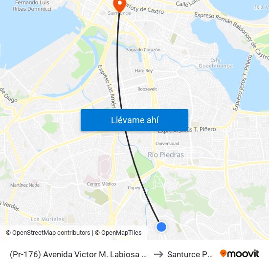 (Pr-176) Avenida Victor M. Labiosa Despues Calle San Javier to Santurce Puerto Rico map