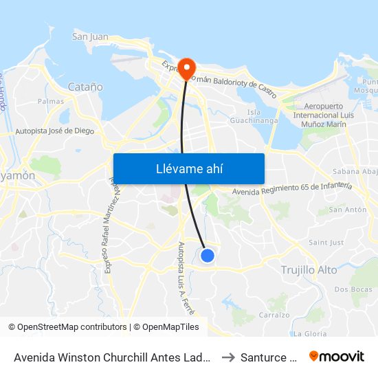 Avenida Winston Churchill Antes Lado Opuesto Calle Eduardo D'Ors to Santurce Puerto Rico map