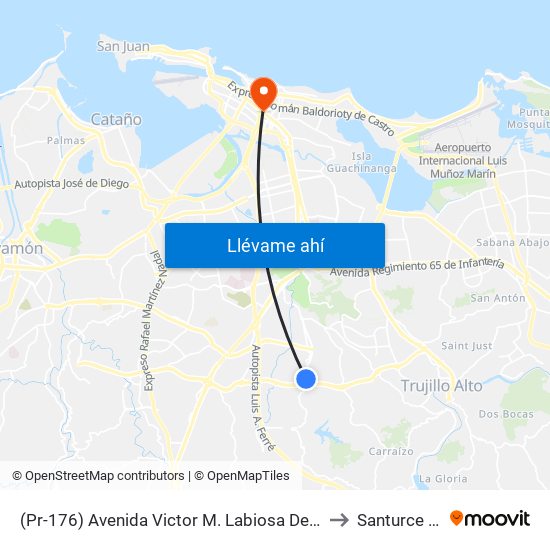 (Pr-176) Avenida Victor M. Labiosa Despues Lado Opuesto Calle Pio Baroja to Santurce Puerto Rico map