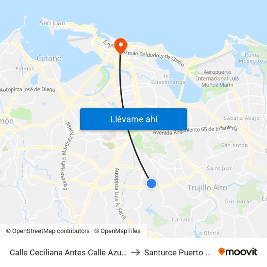 Calle Ceciliana Antes Calle Azucena to Santurce Puerto Rico map