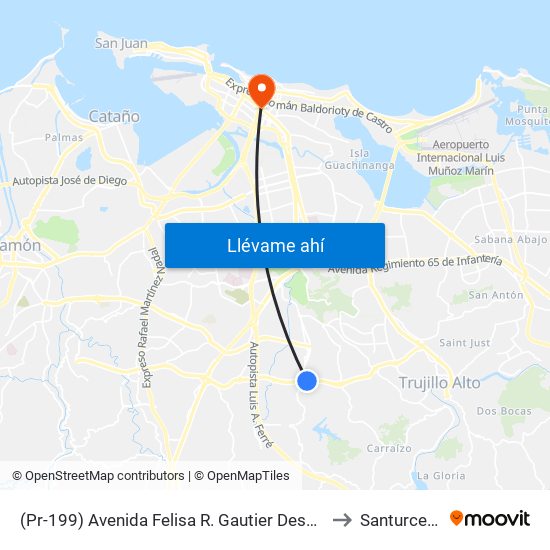 (Pr-199) Avenida Felisa R. Gautier Despues (Pr-176) Avenida Victor M. Labiosa to Santurce Puerto Rico map