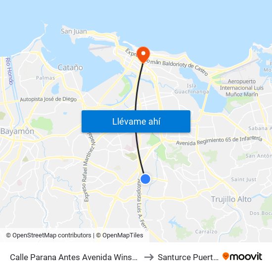Calle Parana Antes Avenida Winston Churchill to Santurce Puerto Rico map