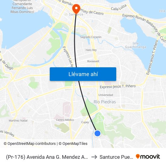 (Pr-176) Avenida Ana G. Mendez Antes Calle Atlanta to Santurce Puerto Rico map