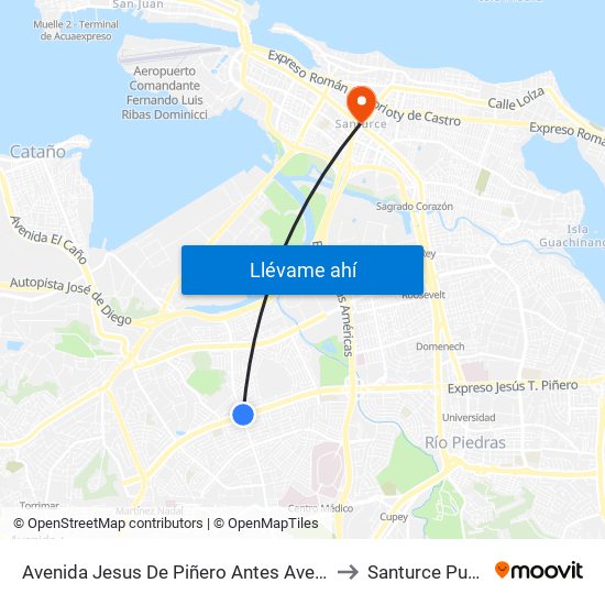 Avenida Jesus De Piñero Antes Avenida José De Diego to Santurce Puerto Rico map