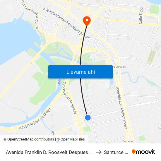 Avenida Franklin D. Roosvelt Despues Calle Soldado Rafael Llamar Guerra to Santurce Puerto Rico map