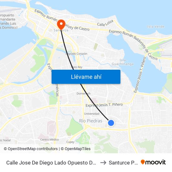 Calle Jose De Diego Lado Opuesto Despues Calle Maximo Alomar to Santurce Puerto Rico map