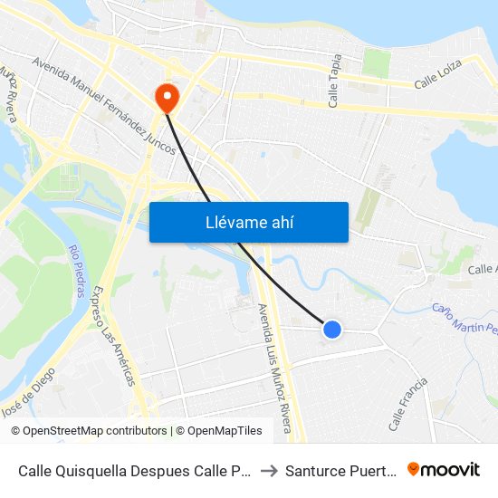 Calle Quisquella Despues Calle Pachín Maín to Santurce Puerto Rico map