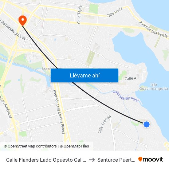 Calle Flanders Lado Opuesto Calle Belmonte to Santurce Puerto Rico map