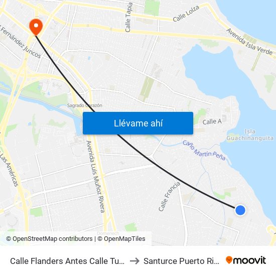 Calle Flanders Antes Calle Turia to Santurce Puerto Rico map