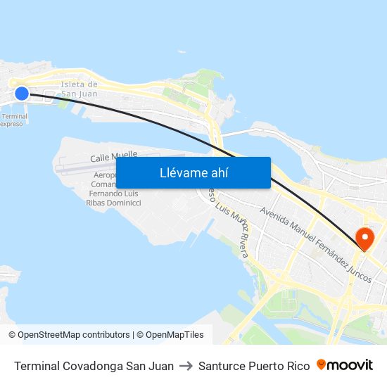 Terminal Covadonga San Juan to Santurce Puerto Rico map