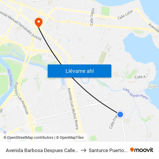 Avenida Barbosa Despues Calle Francia to Santurce Puerto Rico map