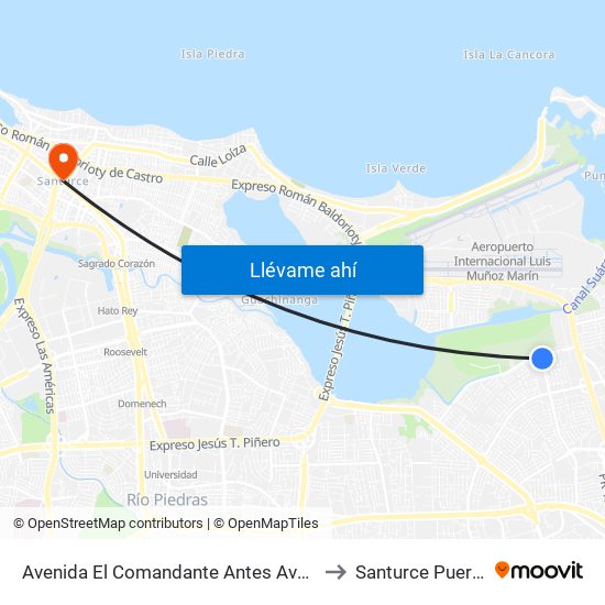Avenida El Comandante Antes Avenida Iturregui to Santurce Puerto Rico map