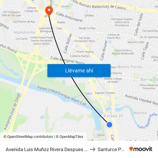 Avenida Luis Muñoz Rivera Despues Calle Nemecio Canales to Santurce Puerto Rico map