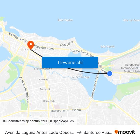 Avenida Laguna Antes Lado Opuesto Calle Acuario to Santurce Puerto Rico map