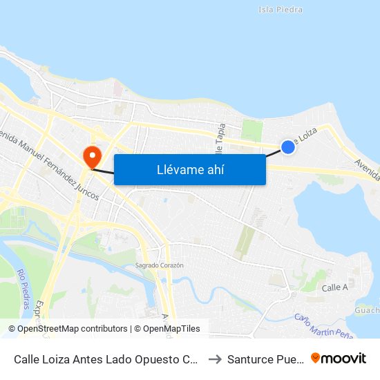 Calle Loiza Antes Lado Opuesto  Calle Soldado Cruz to Santurce Puerto Rico map