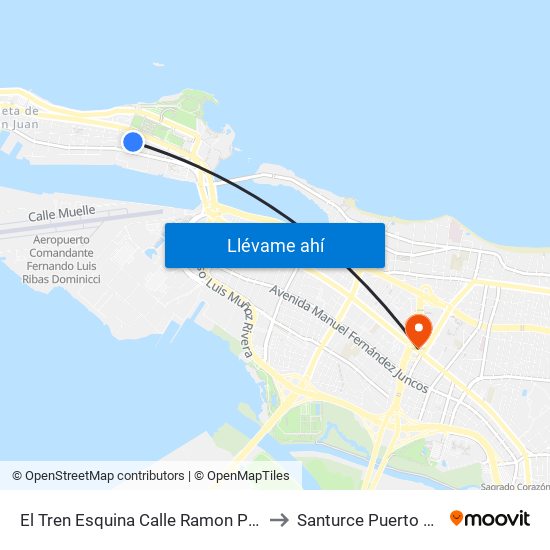 El Tren Esquina Calle Ramon Power to Santurce Puerto Rico map