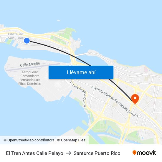 El Tren Antes Calle Pelayo to Santurce Puerto Rico map