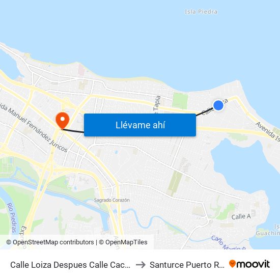 Calle Loiza Despues Calle Cacique to Santurce Puerto Rico map