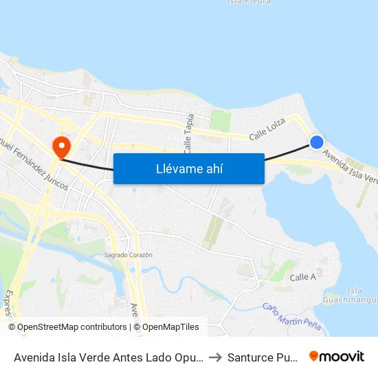 Avenida Isla Verde Antes Lado Opuesto Calle Jupiter to Santurce Puerto Rico map