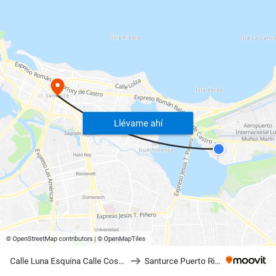 Calle Luna Esquina Calle Cosmo to Santurce Puerto Rico map