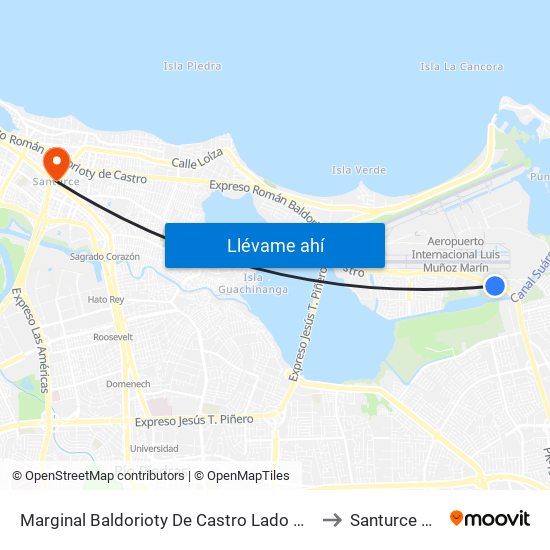 Marginal Baldorioty De Castro Lado Opuesto Condominio Intersuite to Santurce Puerto Rico map