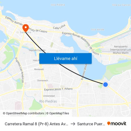 Carretera Ramal 8 (Pr-8) Antes Avenida Iturregui to Santurce Puerto Rico map