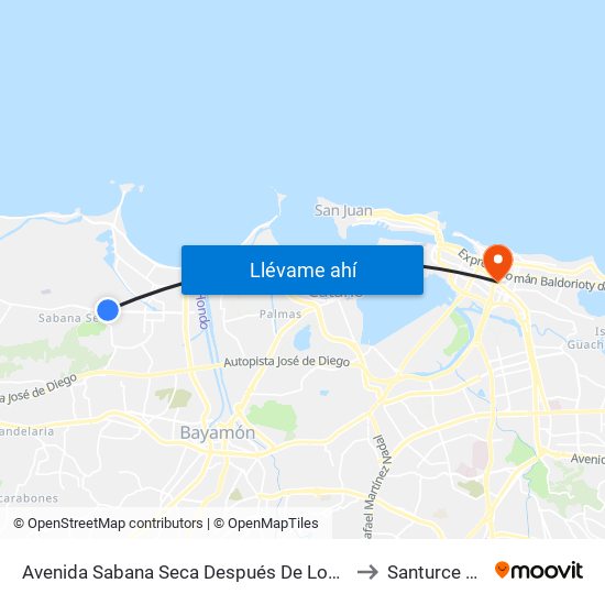 Avenida Sabana Seca Después De Los Apart. Parque De Las Gaviotas to Santurce Puerto Rico map