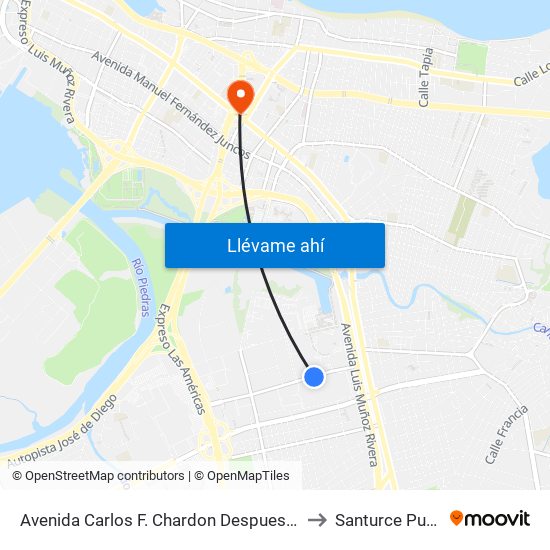 Avenida Carlos F. Chardon Despues Calle Arterial Hosto to Santurce Puerto Rico map